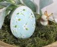 Country Blue calico floral Ceramic Easter egg bunny