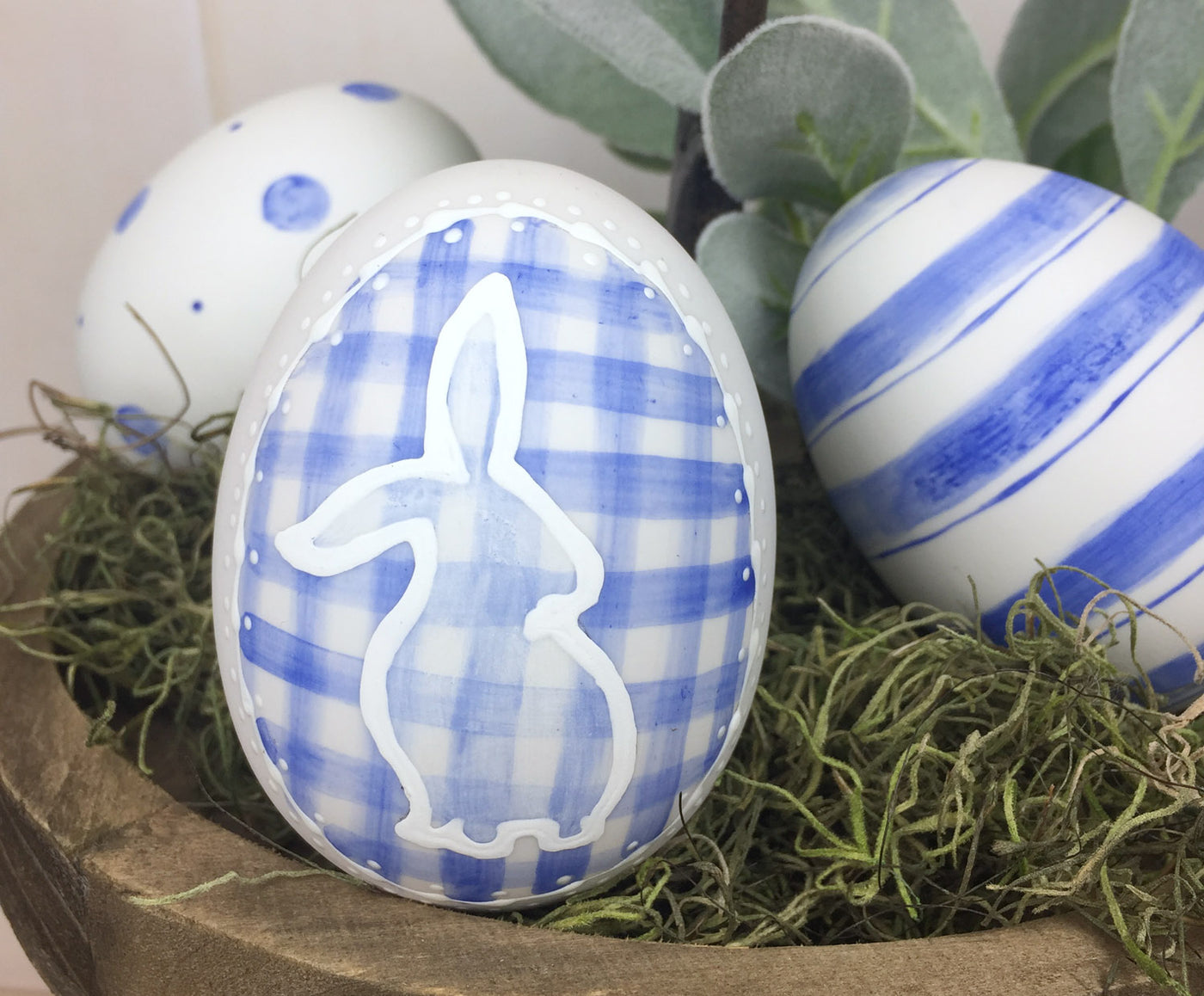 Blue Easter egg set Ceramic Eggs