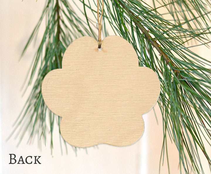 Winter Snow Wooden Paw Print Ornament