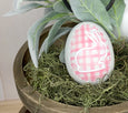 Pink Plaid Ceramic Easter Egg