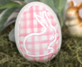 Pink Plaid Ceramic Easter Egg