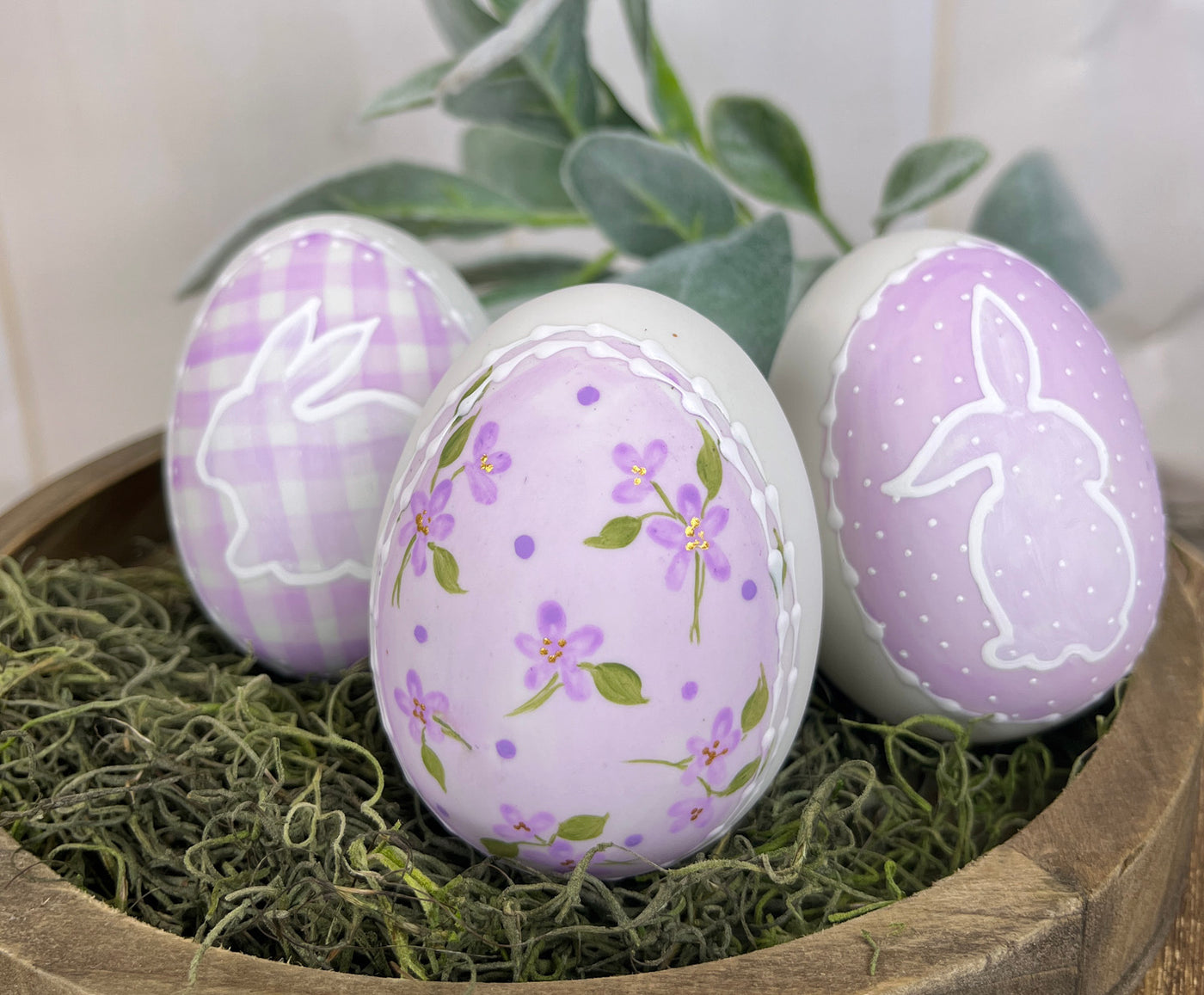Lavender Ceramic Egg Set
