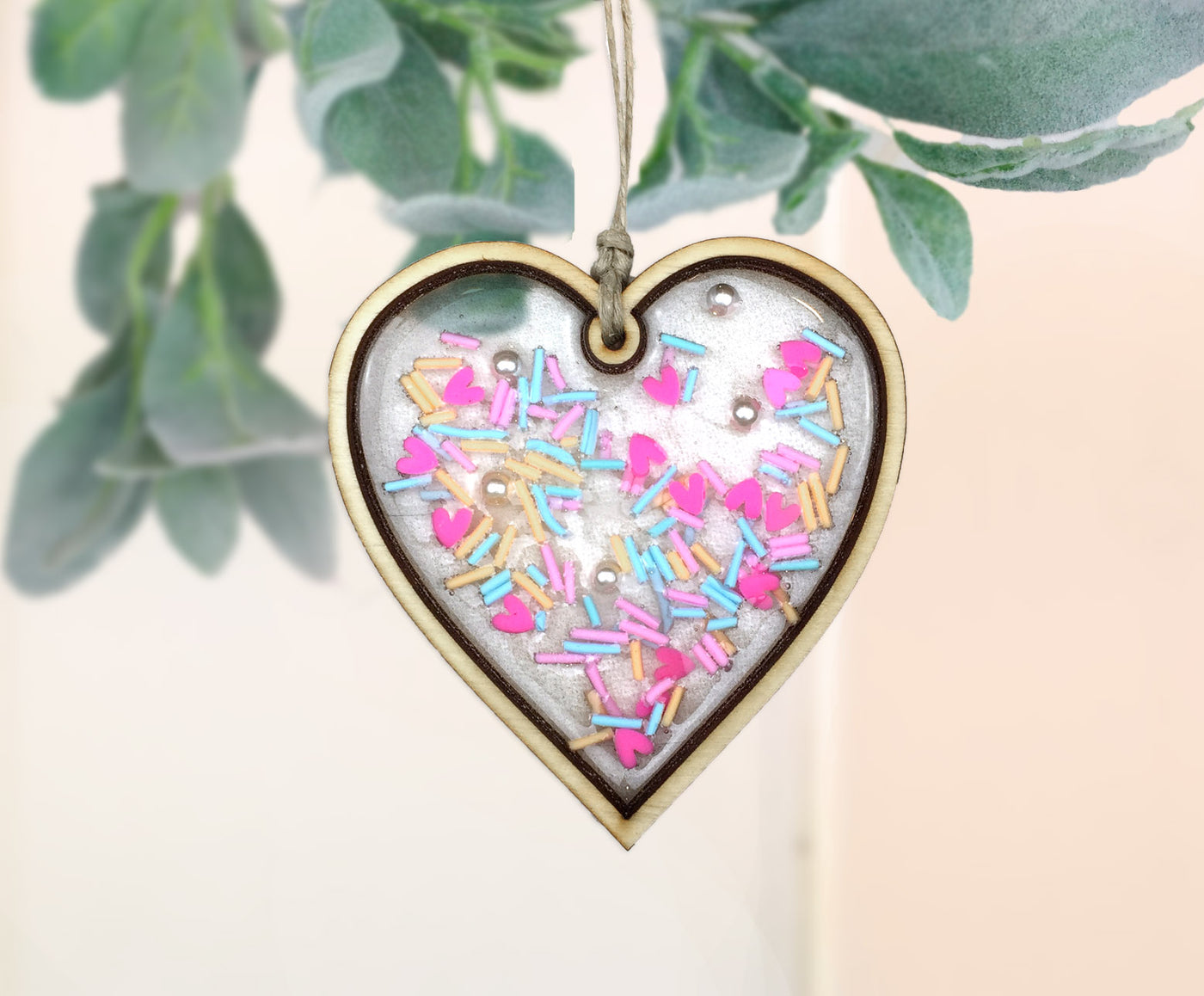 Sprinkles Valentines Day resin Heart ornament