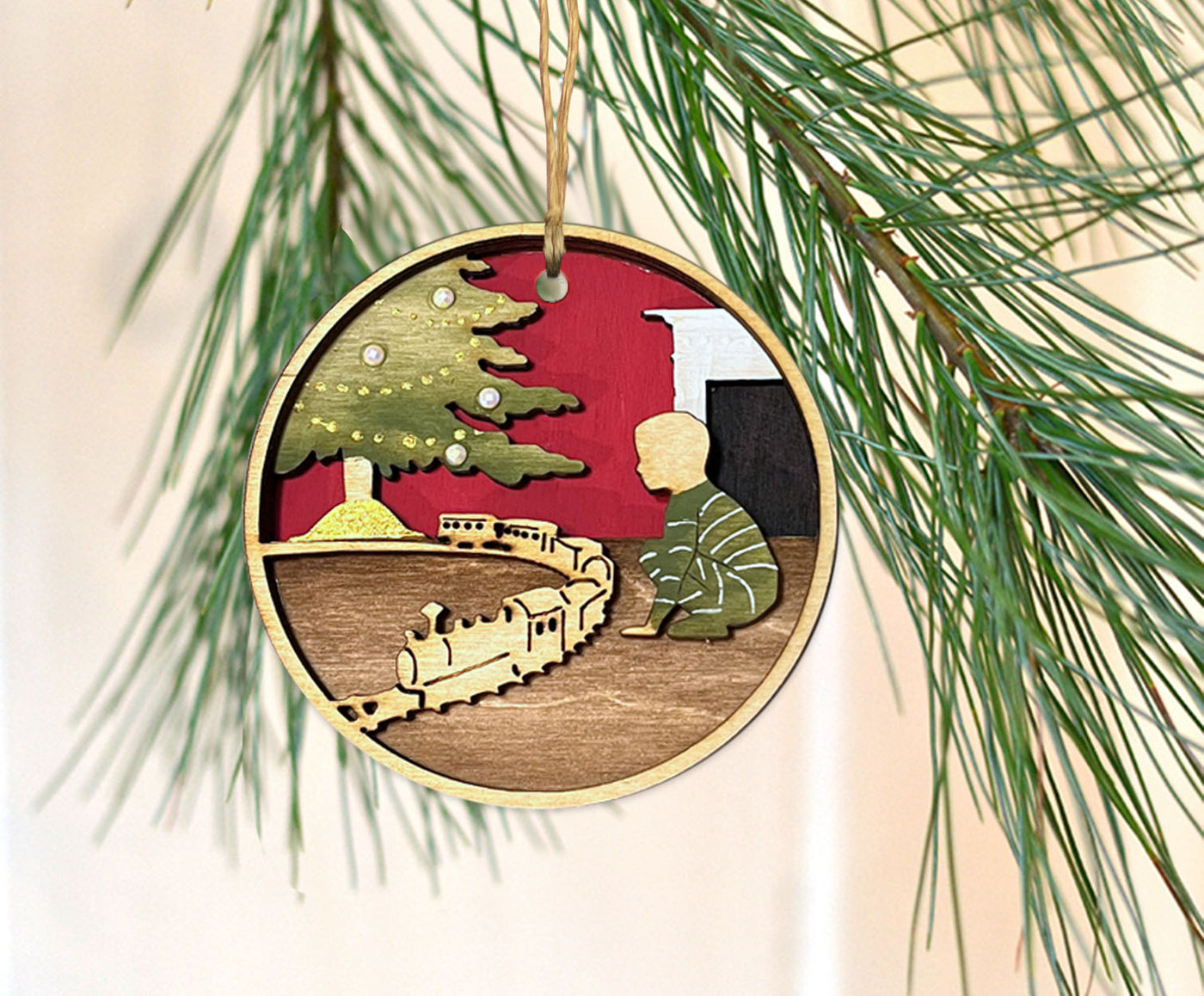 Toy Train Ornament with Boy Figure