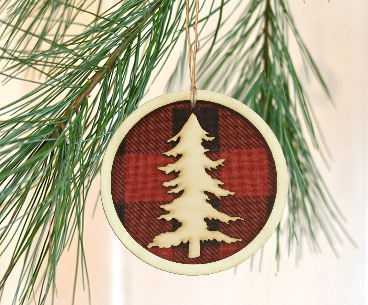 Christmas Tree Buffalo Check Plaid Ornament