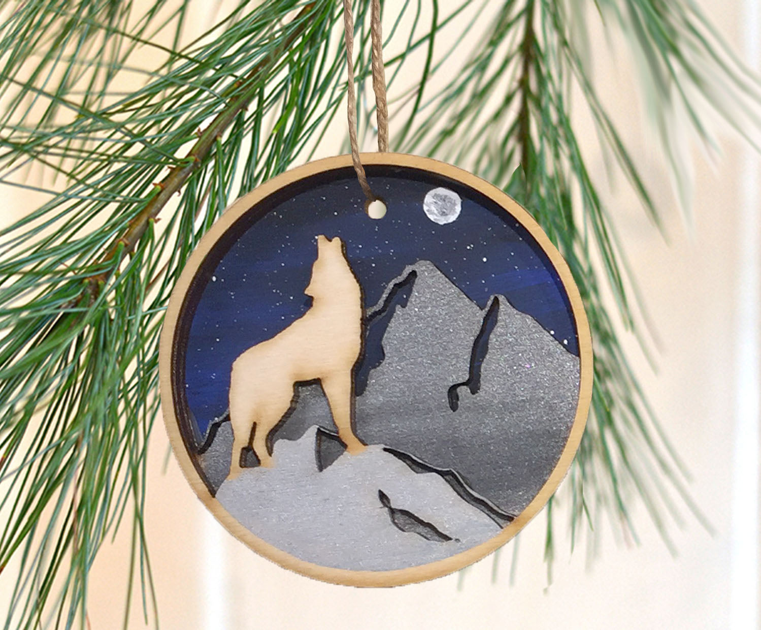 DIY Diamond Painting Table Ornament Wooden Wolf