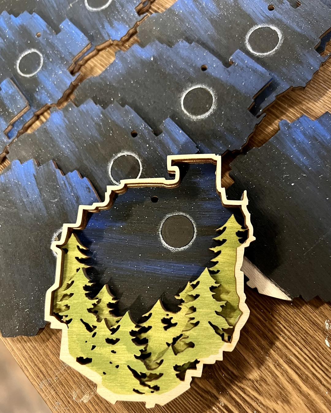 Total Solar Eclipse Wooden Ornament