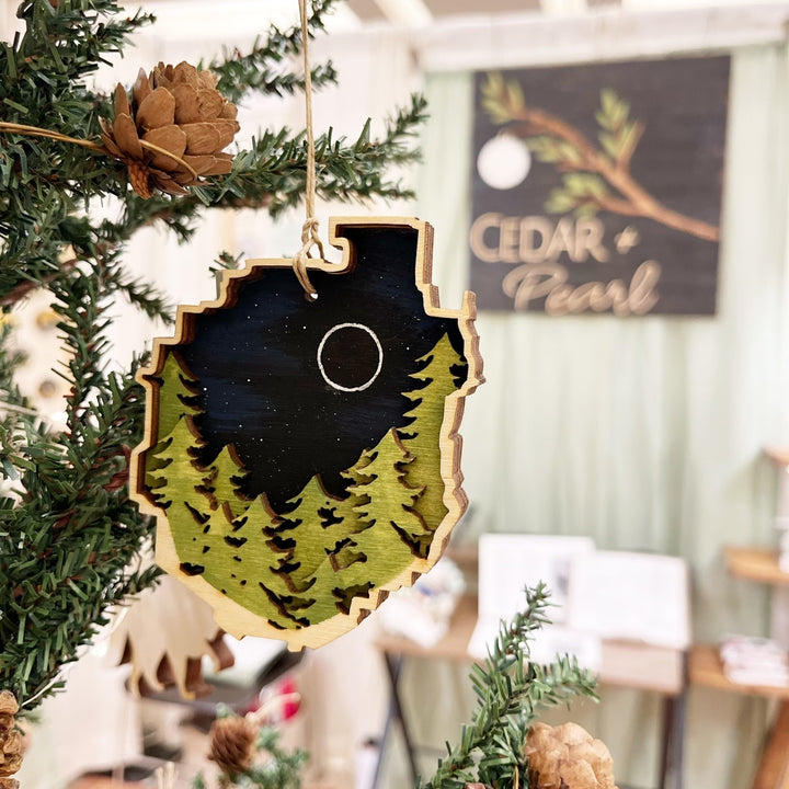 Total Solar Eclipse Wooden Ornament