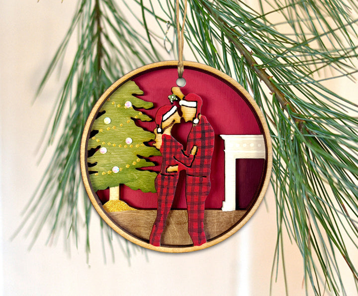 Mistletoe Christmas Couple Ornament
