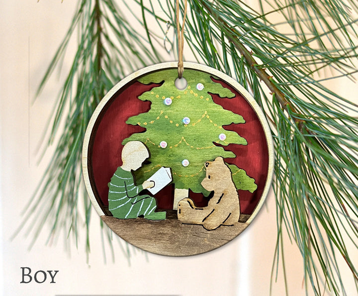 Reading to Teddy Bear Ornament