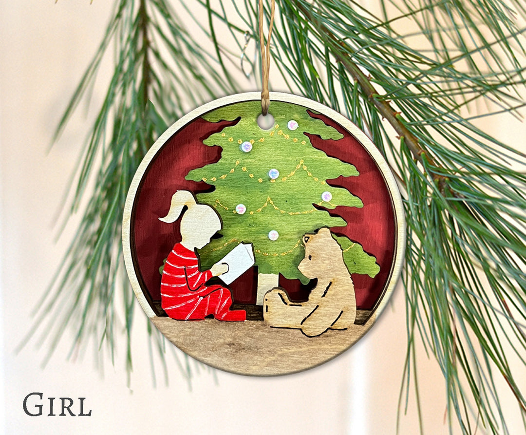 Reading to Teddy Bear Ornament