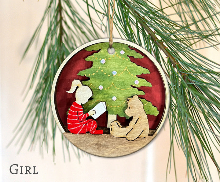Reading to Teddy Bear Ornament