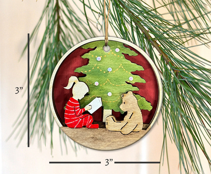 Reading to Teddy Bear Ornament
