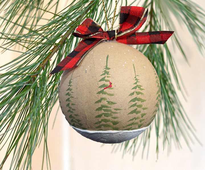 Country Christmas Paper Mache Ornament
