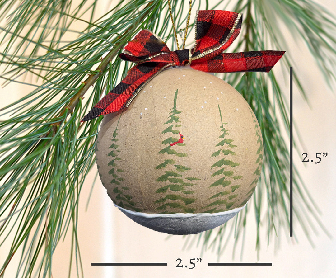 Country Christmas Paper Mache Ornament