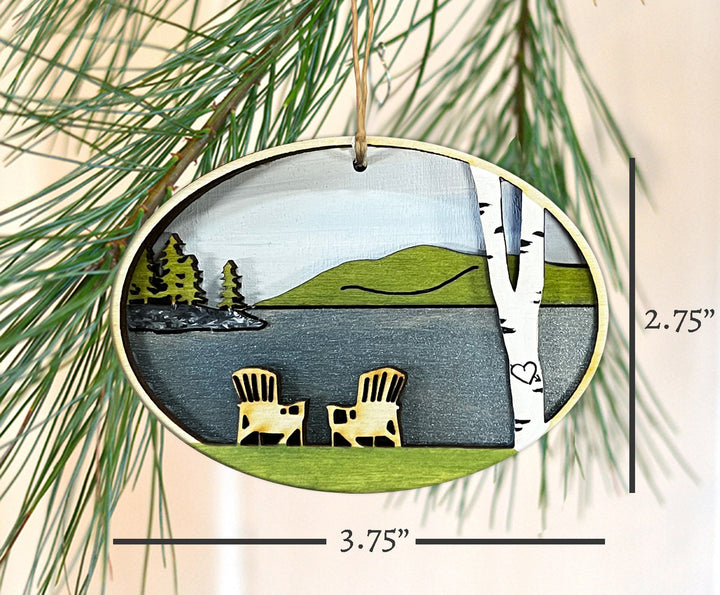 Lakeside Birch Adirondack Chairs Ornament
