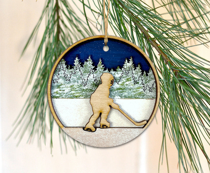 Learning to Play Hockey Ornament