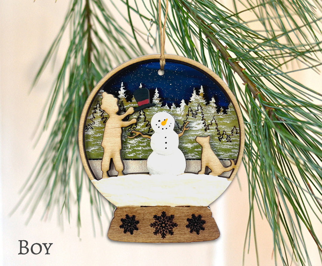 Snowglobe Build a Snowman Ornament