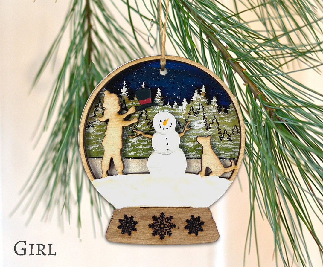 Snowglobe Build a Snowman Ornament