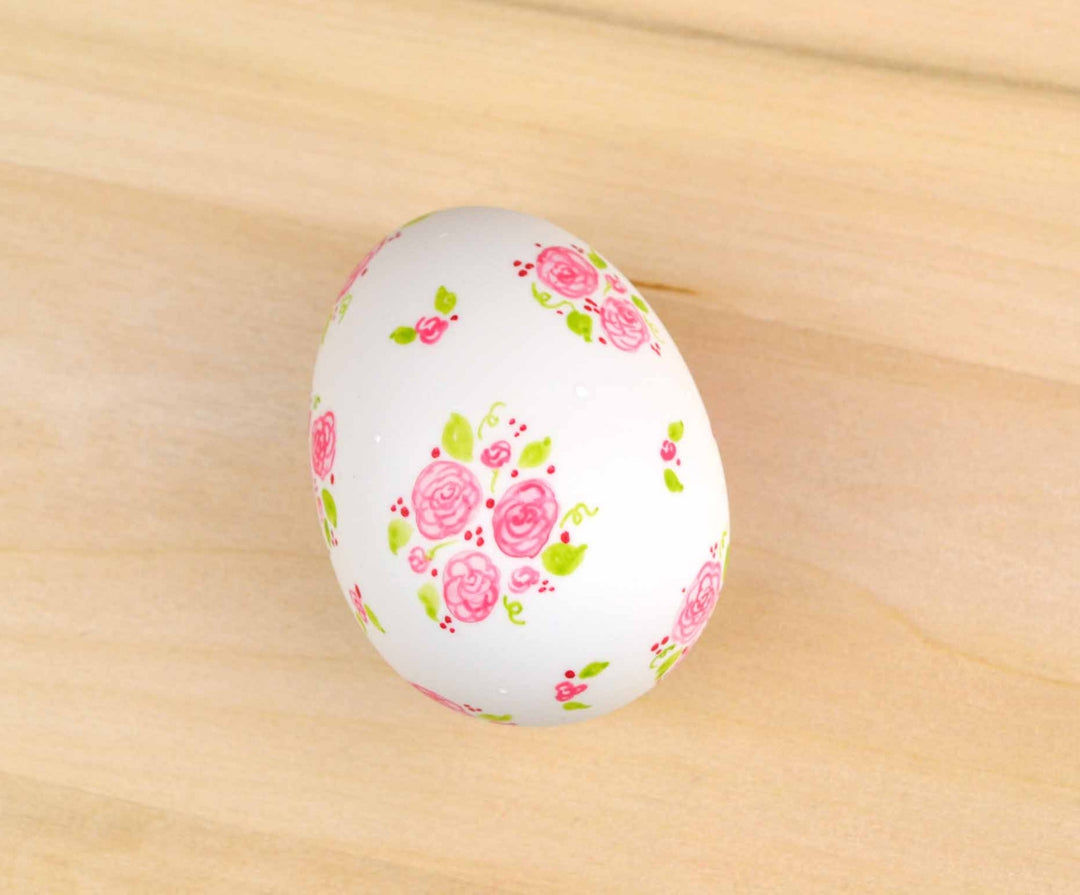 Painted Pink Calico Ceramic Egg