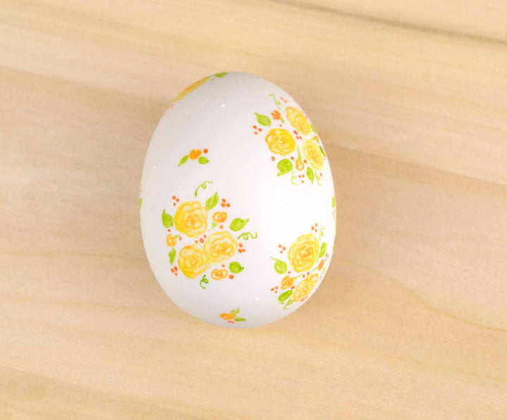 Painted Yellow Calico Ceramic Egg