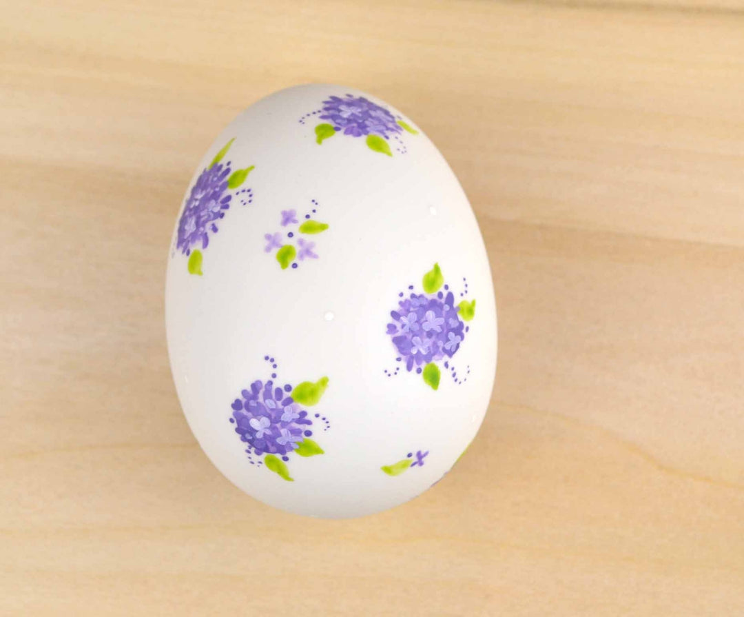 Painted Purple Calico Ceramic Egg