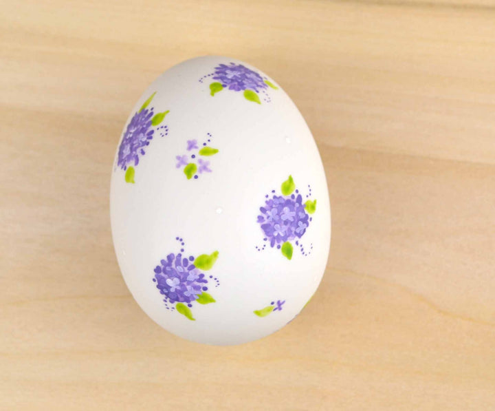 Painted Purple Calico Ceramic Egg