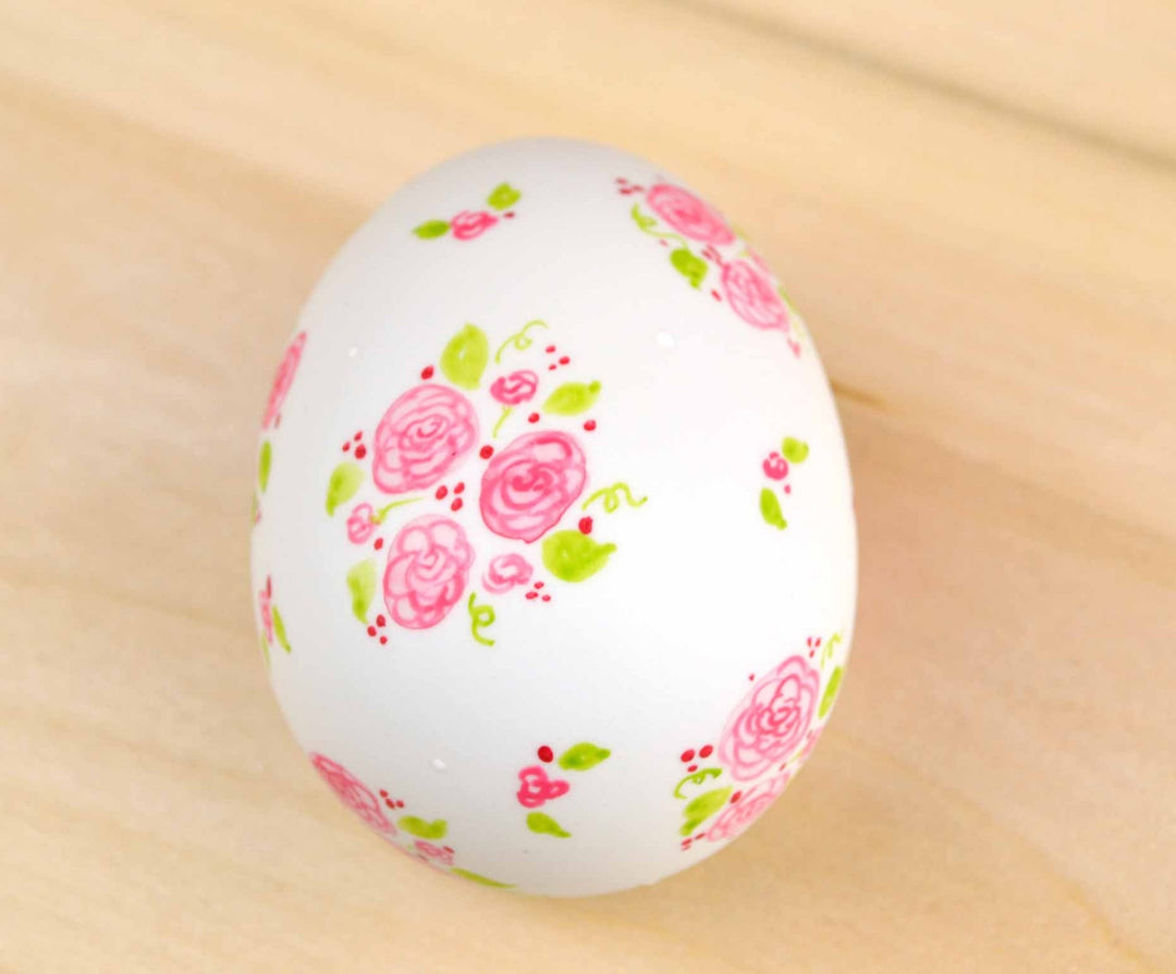 Painted Pink Calico Ceramic Egg