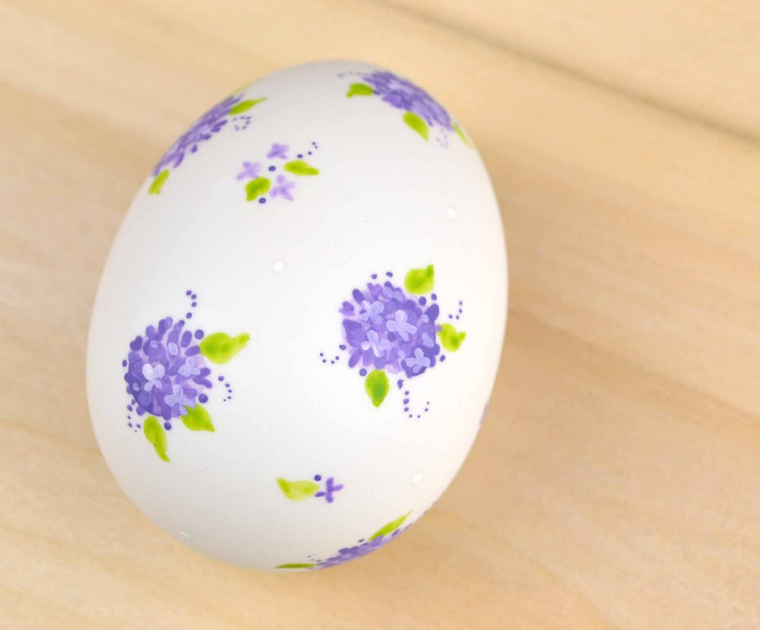 Painted Purple Calico Ceramic Egg