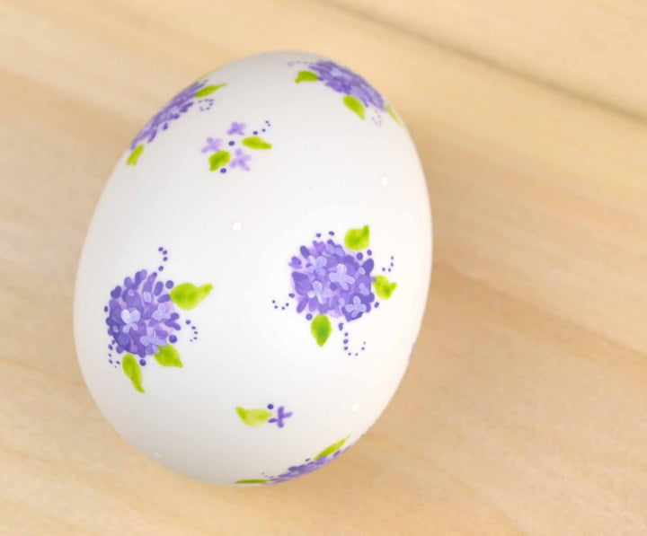 Painted Purple Calico Ceramic Egg