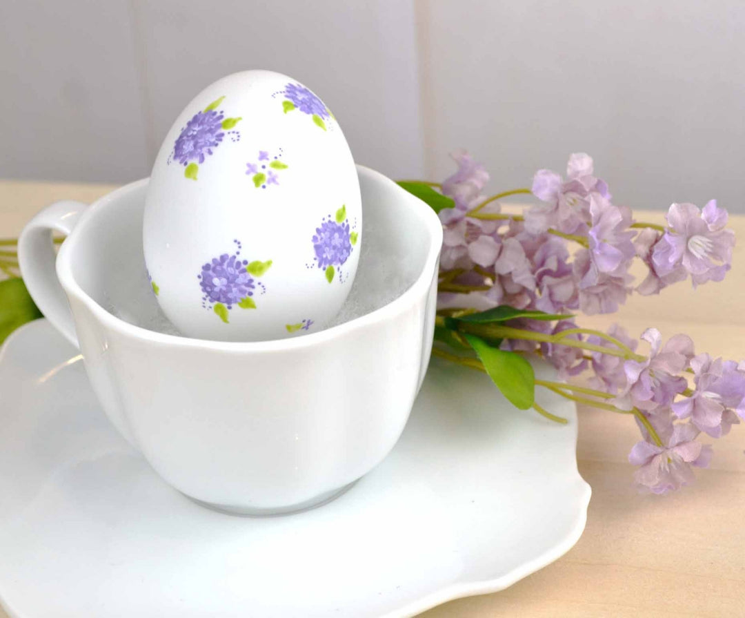 Painted Purple Calico Ceramic Egg