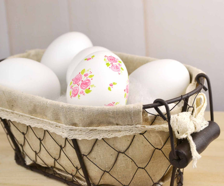 Painted Pink Calico Ceramic Egg