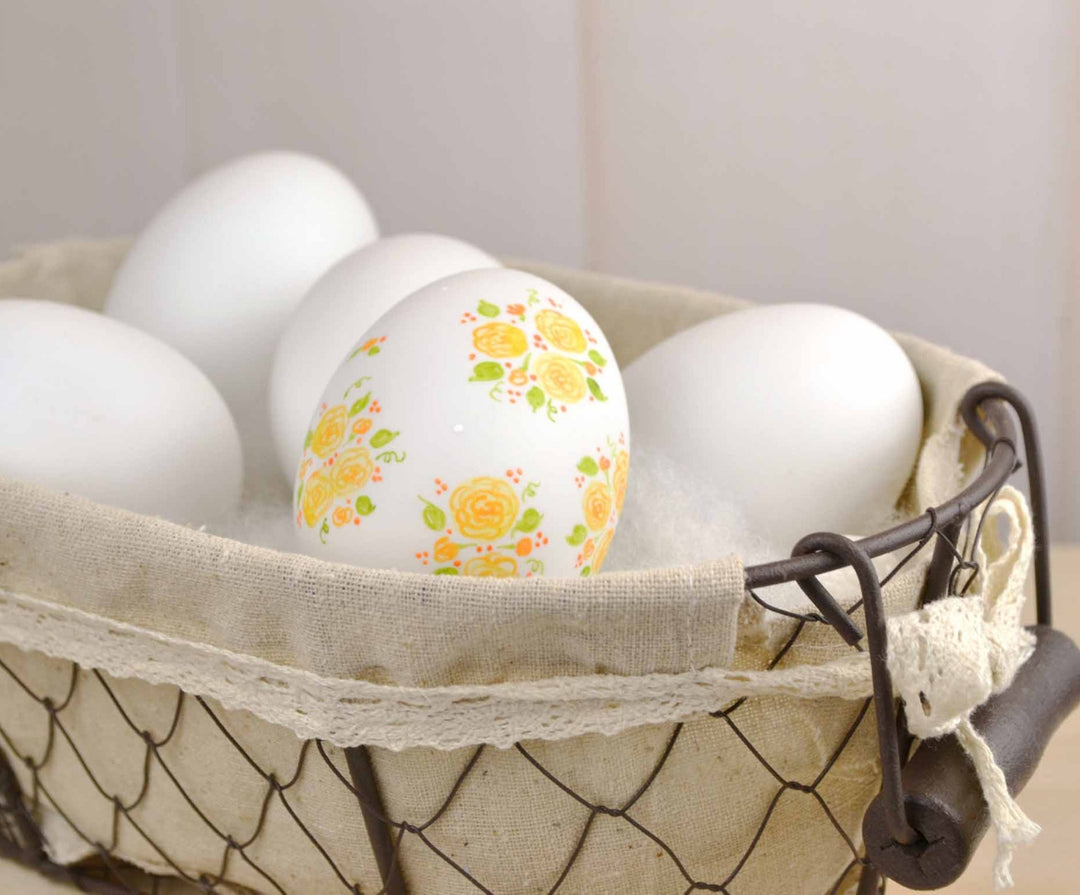 Painted Yellow Calico Ceramic Egg