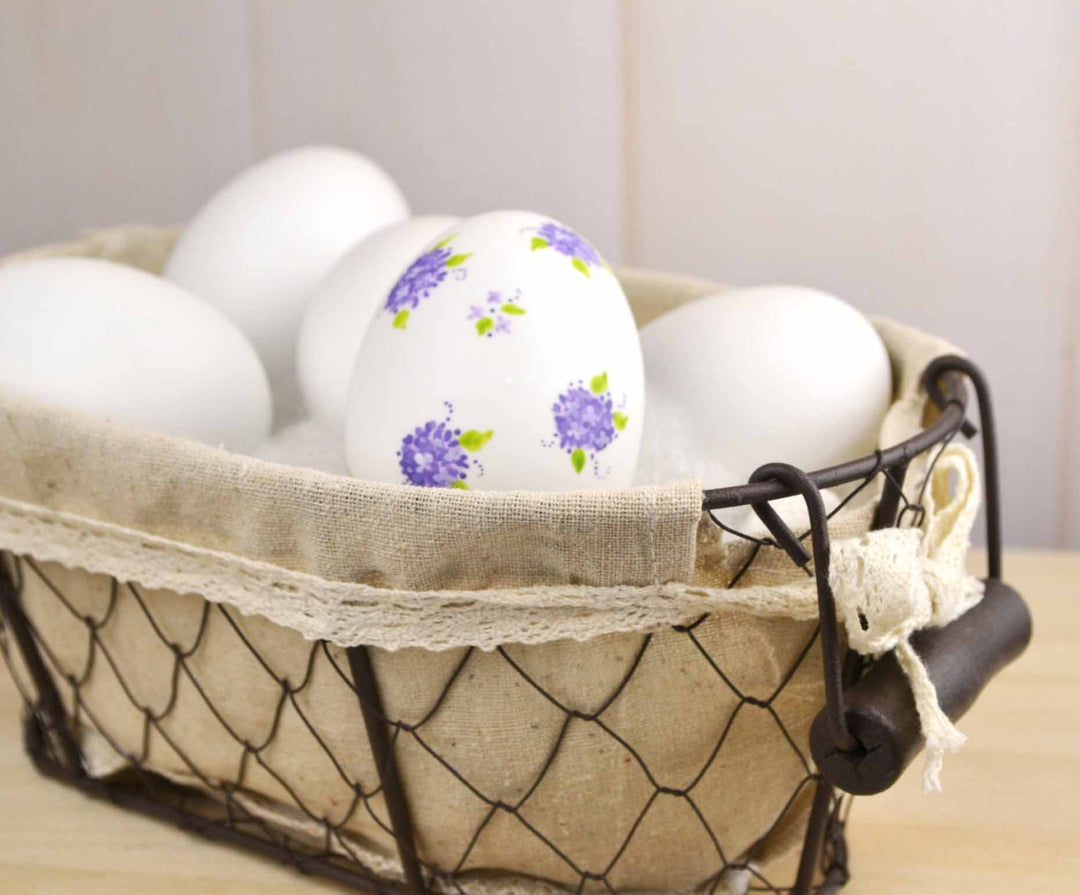 Painted Purple Calico Ceramic Egg