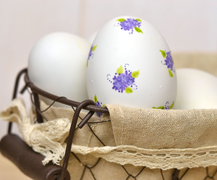 Painted Purple Calico Ceramic Egg