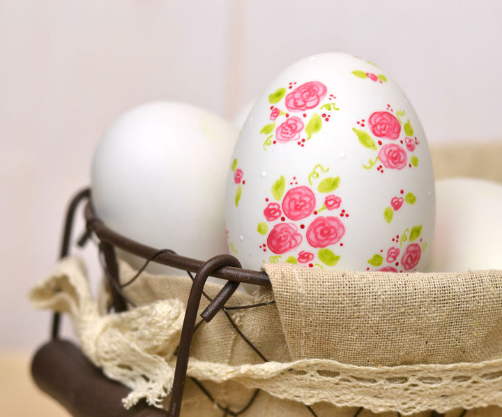 Painted Pink Calico Ceramic Egg