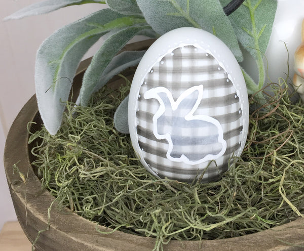 Black Plaid Ceramic Easter Egg