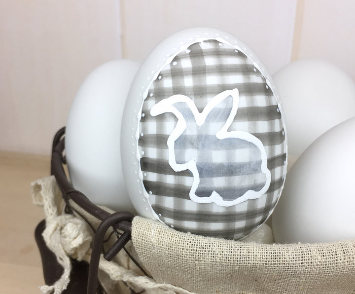 Black Plaid Ceramic Easter Egg