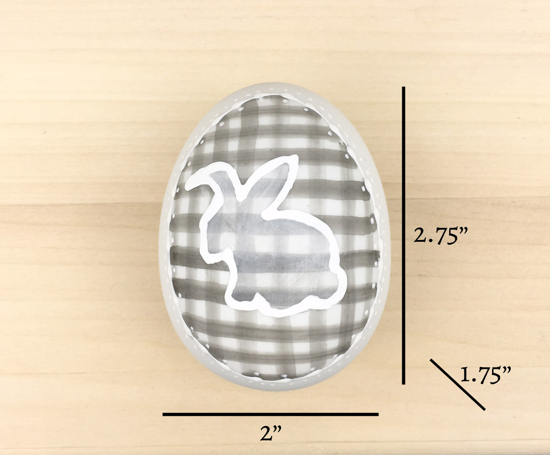 Black Plaid Ceramic Easter Egg