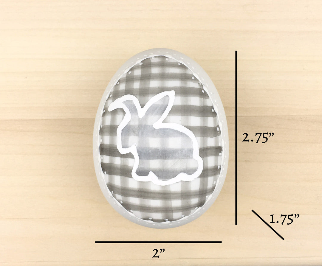 Yellow pin dot Ceramic Easter egg bunny