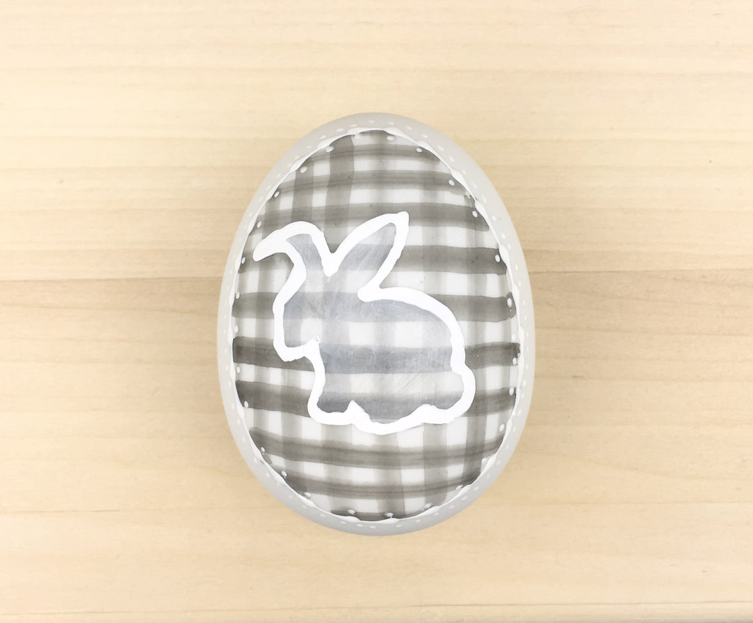 Black Plaid Ceramic Easter Egg