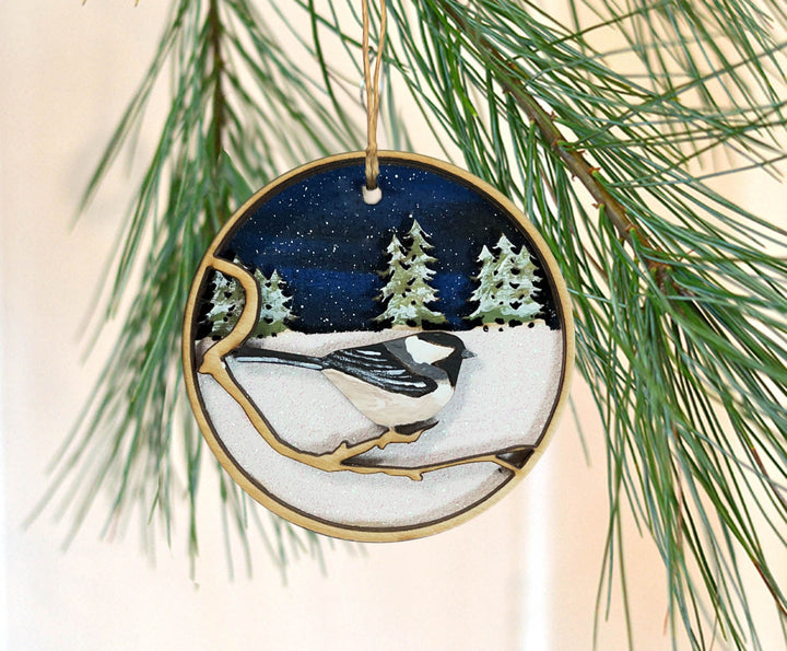 Wooden Chickadee Ornament