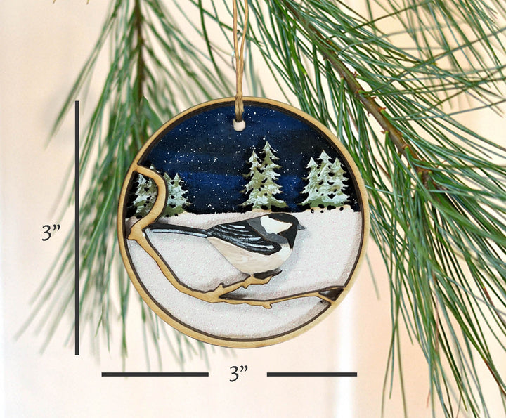 Wooden Chickadee Ornament