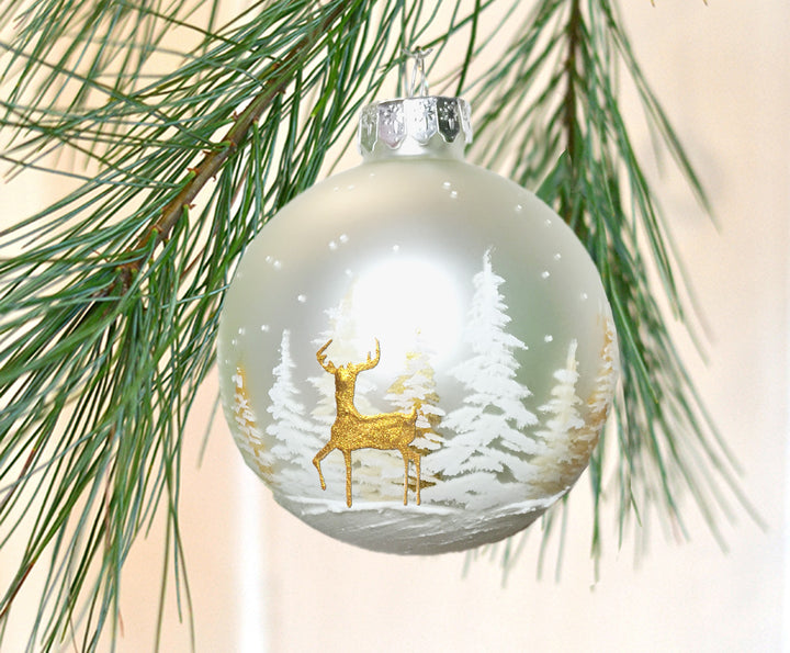 Golden Deer Glass Ornament