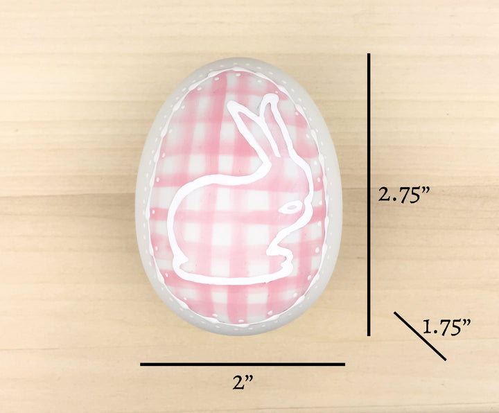 Pink Plaid Ceramic Easter Egg