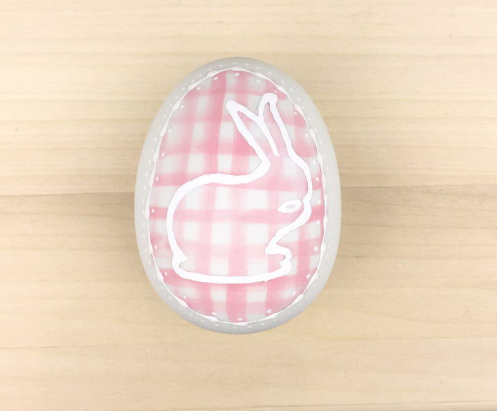 Pink Plaid Ceramic Easter Egg