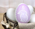 Lavender pin dot Ceramic Easter egg bunny