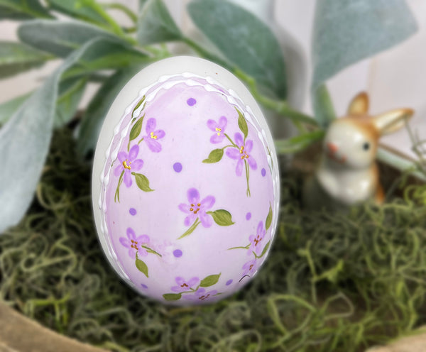 Lavender calico floral Ceramic Easter egg bunny
