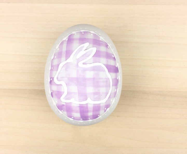 Purple Plaid Ceramic Easter Egg