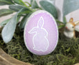 Lavender pin dot Ceramic Easter egg bunny